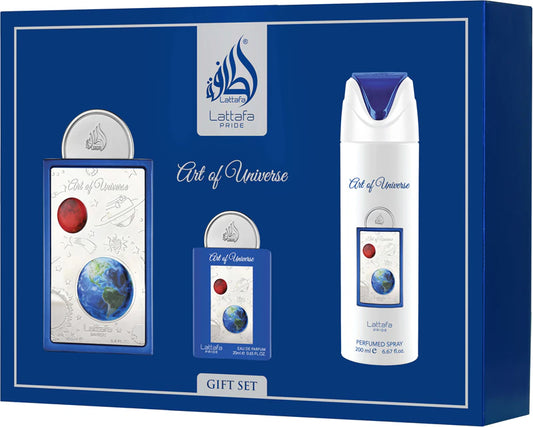 Lattafa Art of Universe gift set -  EDP 100 ml + EDP 20 ml +  deospray  200 ml